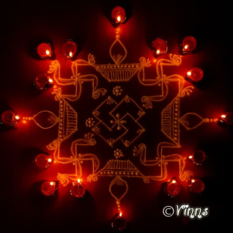 simple 8 dots Swasthik kolam || Easy Karthigai Kolam || Diya rangoli