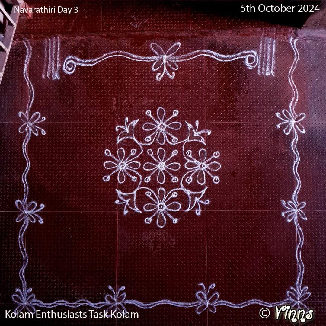 9 Dots Navarathiri Kolam || Day 3 || Gray Colour Rangoli