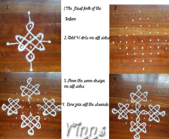 demo of drawing sikku kolam