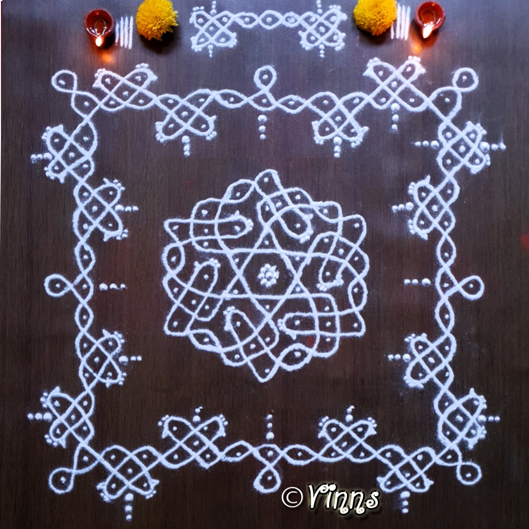 7 Dots Star Kolam || 7-4 Dots Sikku kolam || Tippudu Muggulu